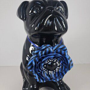 9.75" Tall Black Glossy Ceramic English Bulldog Statue Michaels Home Collection